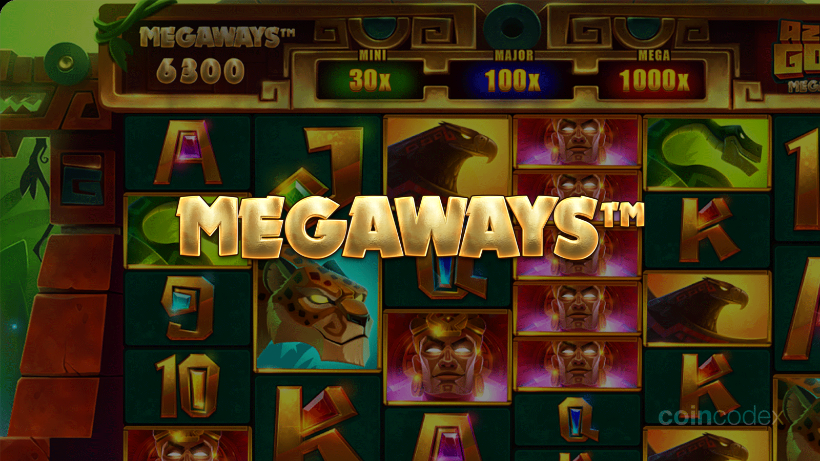 ภาพสล็อต Megaways พร้อมโลโก้ขนาดใหญ่และเอฟเฟกต์แสงสีทอง สื่อถึงโบนัสและรางวัลใหญ่