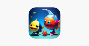 เกมยิงปลาบนมือถือ ภาพปลาหลากสีสัน เอฟเฟกต์ประกายแจ็คพอต สไตล์การ์ตูน โลโก้ thepgbets.com