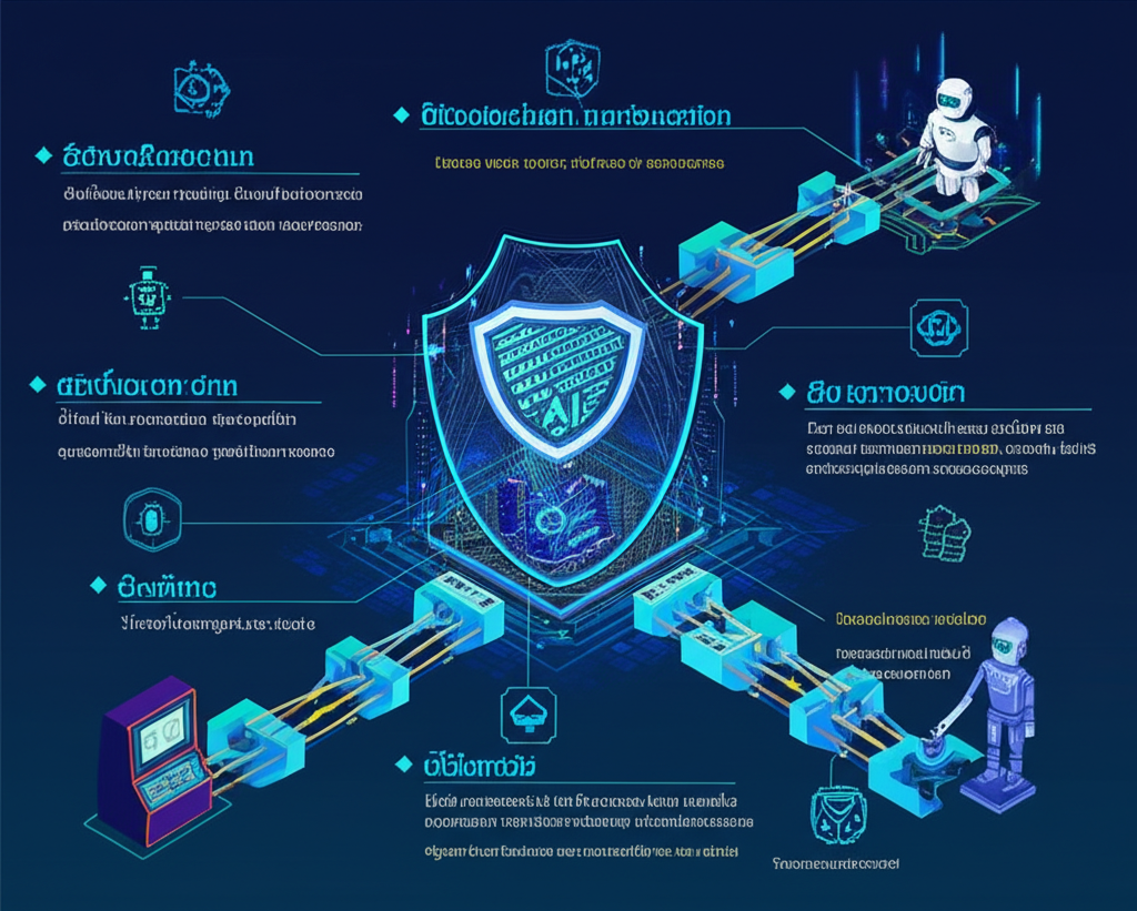อินโฟกราฟิกเทคโนโลยี AI และ Blockchain ในระบบฝาก-ถอนออโต้เพื่อความปลอดภัย