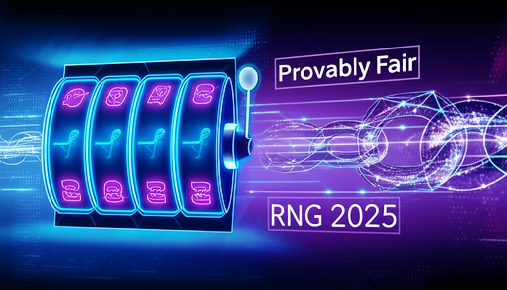 ภาพแนวเทคโนโลยีบล็อกเชนและ AI ที่ใช้ร่วมกับระบบ RNG ในเกมสล็อต PG เพื่อความโปร่งใสและยุติธรรม