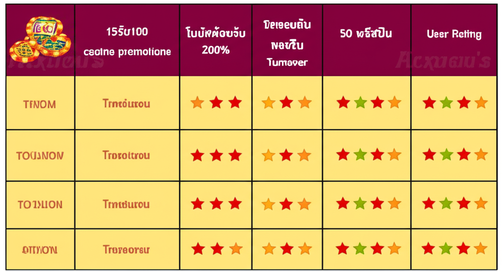 ตารางเปรียบเทียบโปรโมชั่นคาสิโนออนไลน์ยอดนิยม พร้อมเงื่อนไขและคำแนะนำการใช้โปร