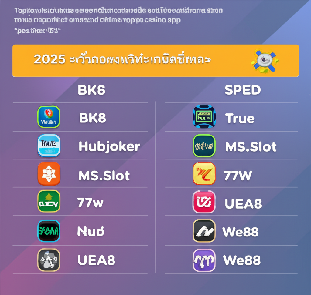 ตารางเปรียบเทียบความเร็วฝากถอนของแอปคาสิโนออนไลน์ยอดนิยมในปี 2025 พร้อมช่องทางการชำระเงิน