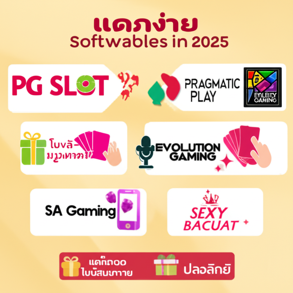 อินโฟกราฟิกแสดง 5 ซอฟต์แวร์คาสิโนยอดนิยมปี 2025 พร้อมจุดเด่นและฟีเจอร์สำคัญ