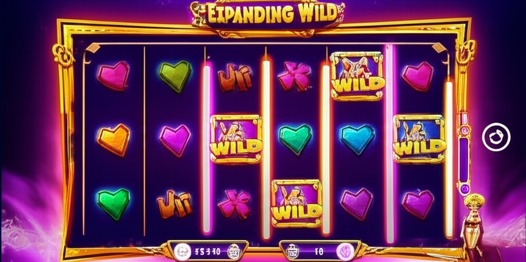 ภาพอธิบายฟีเจอร์ Expanding Wild ที่สัญลักษณ์ไวลด์ขยายเต็มรีลในเกมสล็อต PG SLOT