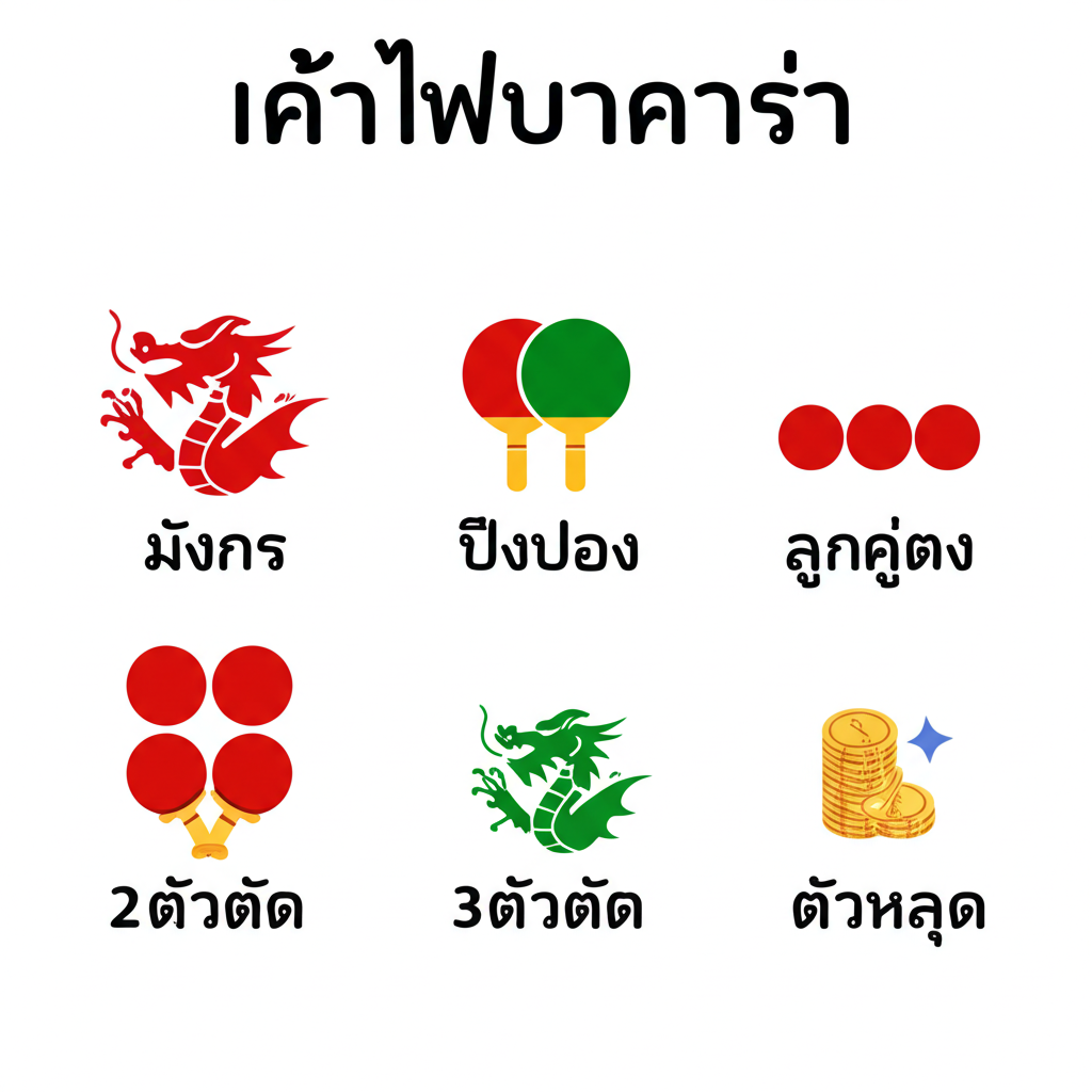 อินโฟกราฟิกแสดงรูปแบบเค้าไพ่บาคาร่า 7 แบบที่มือใหม่ควรรู้ พร้อมคำอธิบายสั้นๆ