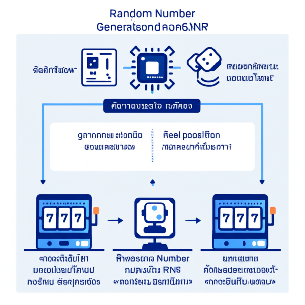 อินโฟกราฟิกแสดงขั้นตอนการทำงานของ RNG ในเกมสล็อต PG เพื่อความเข้าใจง่าย