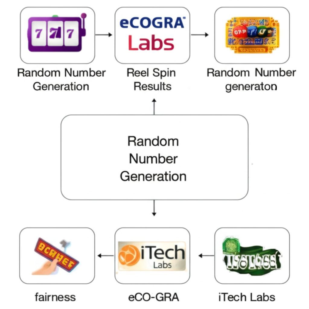 อินโฟกราฟิกอธิบายการทำงานของ RNG ในเกมสล็อต พร้อมใบรับรองความน่าเชื่อถือ