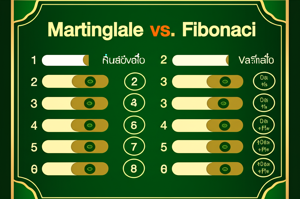 อินโฟกราฟิกเปรียบเทียบสูตรเดินเงิน Martingale และ Fibonacci ในบาคาร่า