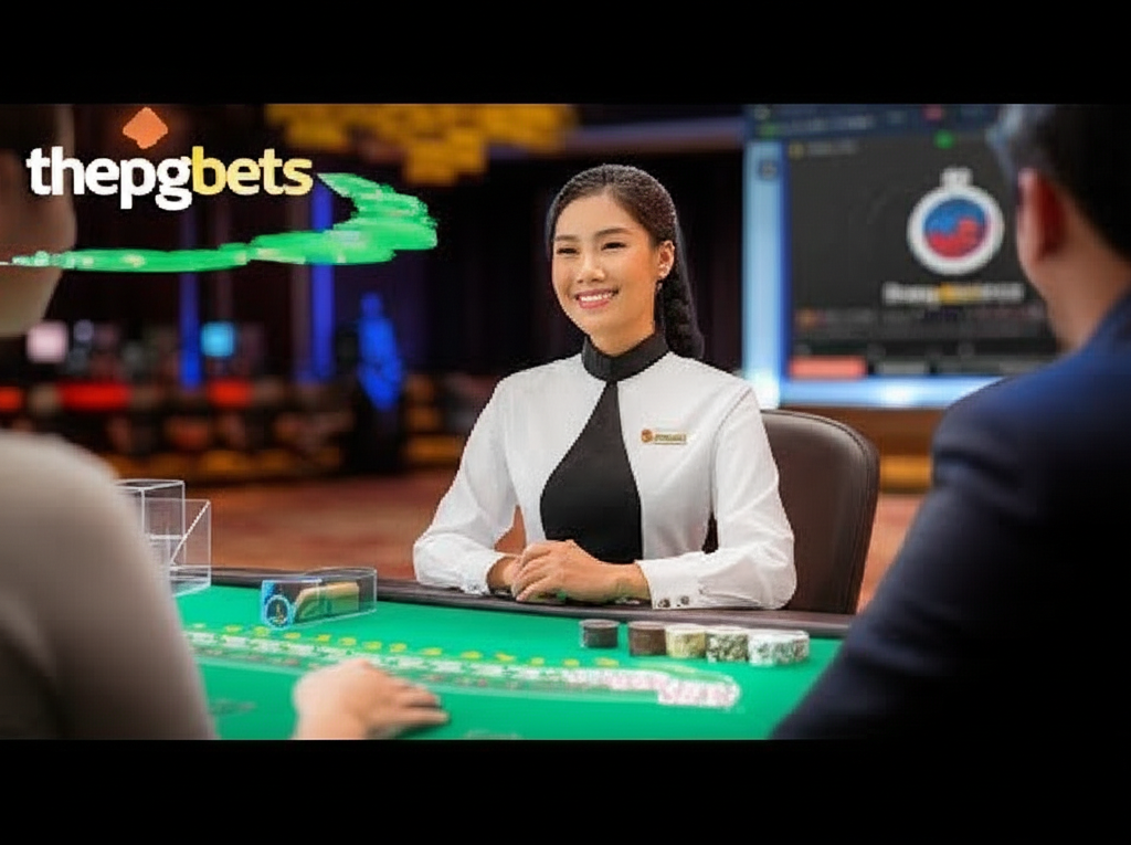 มือใหม่กำลังเล่นบาคาร่ากับดีลเลอร์สดในคาสิโน thepgbets