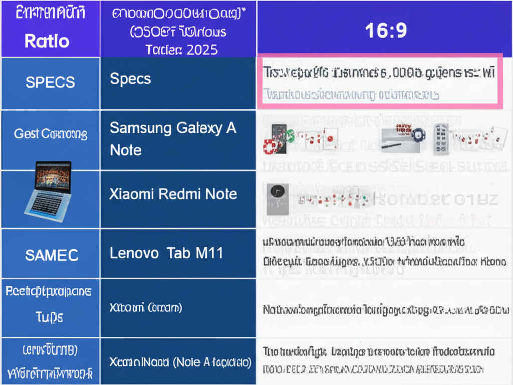 ตารางรีวิวอุปกรณ์ยอดนิยมปี 2025 พร้อมสเปค ราคา และเกมที่เหมาะสมสำหรับเล่นคาสิโนออนไลน์