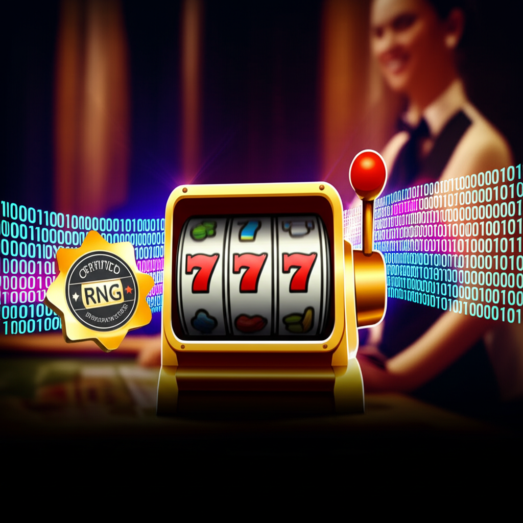 ภาพอธิบายระบบ RNG ในเกมสล็อตและคาสิโนสดเพื่อความยุติธรรมและสุ่มอย่างแท้จริง