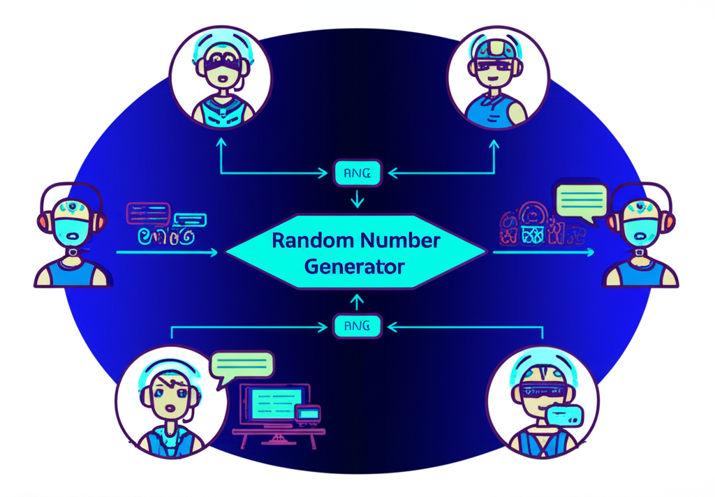 แผนภาพอธิบายระบบ RNG และเทคโนโลยี AI ในคาสิโนสดเพื่อความยุติธรรมและช่วยเตือนสติผู้เล่น