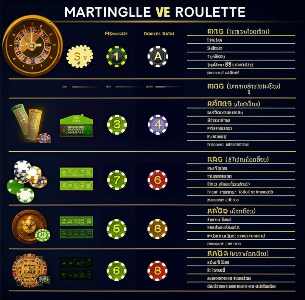 ตารางเปรียบเทียบสูตรแทงรูเล็ต Martingale, Fibonacci และ James Bond พร้อมข้อดีข้อเสียและระดับความเสี่ยง