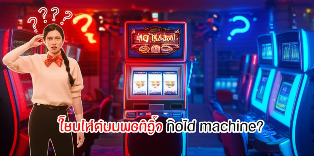 ภาพประกอบแสดงความเชื่อผิดเรื่องเครื่องร้อนและเครื่องเย็นในเกมสล็อต พร้อมผู้เล่นที่สงสัย