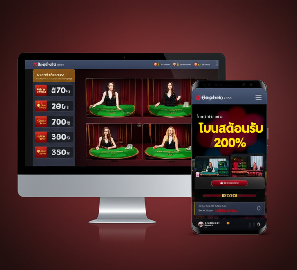 ภาพหน้าจอเว็บคาสิโนสด thepgbets.com แสดงโปรโมชั่นและระบบฝากถอนออโต้