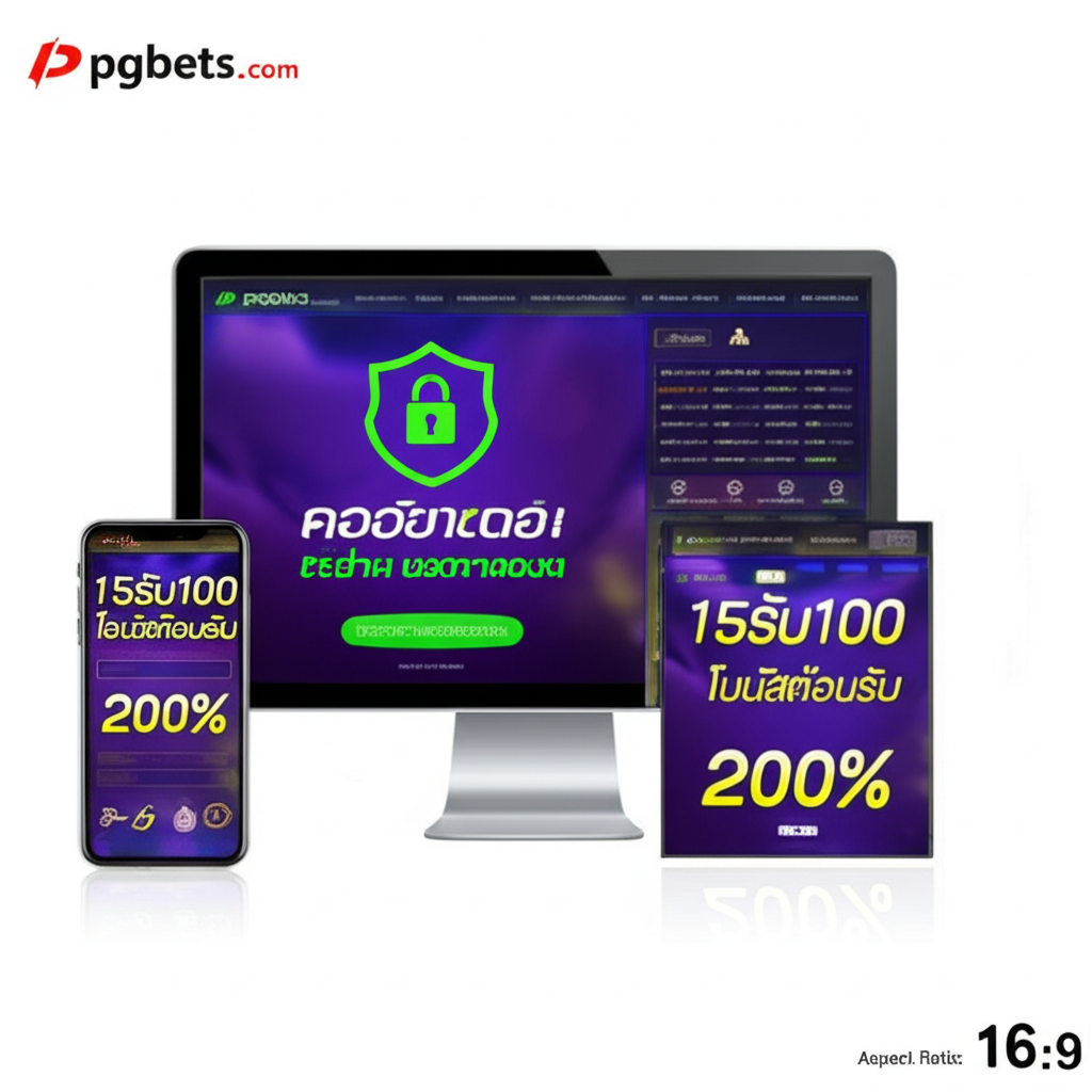 ภาพหน้าจอระบบฝาก-ถอนออโต้ของ thepgbets พร้อมโปรโมชั่นและสัญลักษณ์ความปลอดภัย