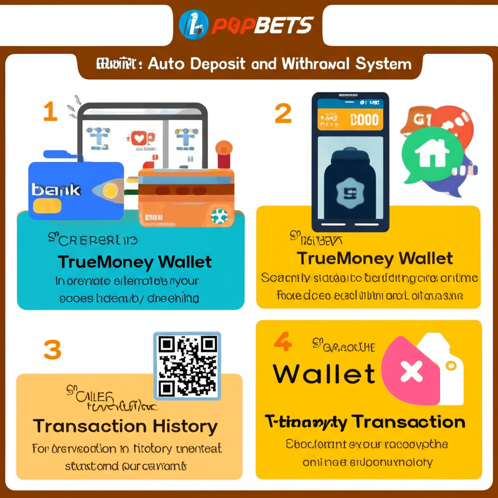 คู่มือการใช้งานระบบฝาก-ถอนออโต้ thepgbets แสดงขั้นตอนฝากเงิน ถอนเงิน และตรวจสอบสถานะธุรกรรม