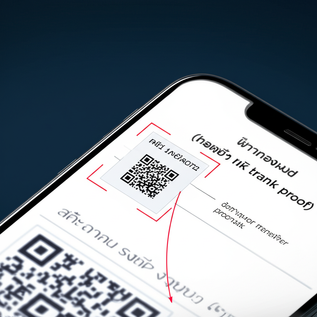 ตัวอย่างสลิปโอนเงินพร้อม QR Code สำหรับตรวจสอบหลักฐานโอนเงินอย่างปลอดภัย