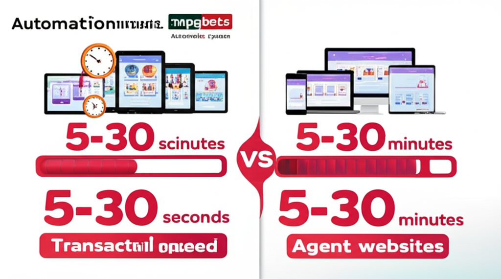 แผนภูมิเปรียบเทียบความเร็วในการฝาก-ถอนระหว่าง thepgbets กับเว็บเอเย่นต์แบบเดิม